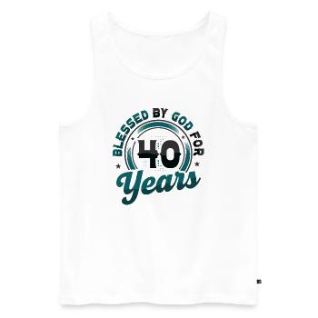 Religious by God for 40 years - Men's Premium Organic Tank Top - white - Front - Michal (187cm)