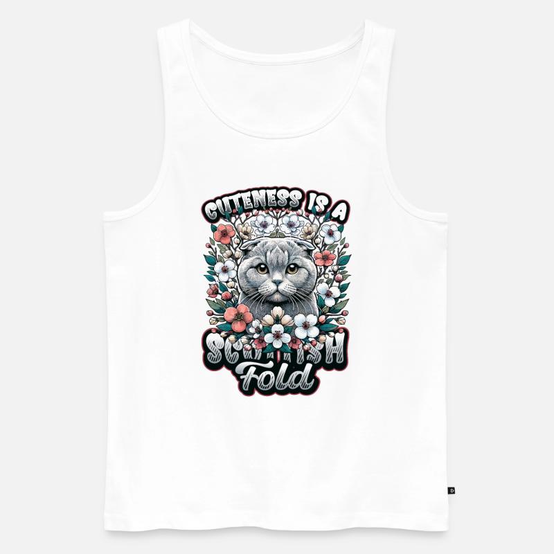 Süßes Scottish Fold Katzen Motiv - Männer Premium Bio Tank Top - Weiß