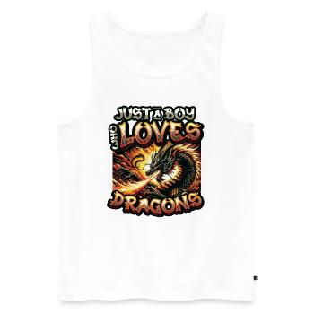 Nur Ein Junge, Der Drachen Liebt - Jungs Drachen - Männer Premium Bio Tank Top - Weiß - Vorne - AI Model Male 178 light (178cm)