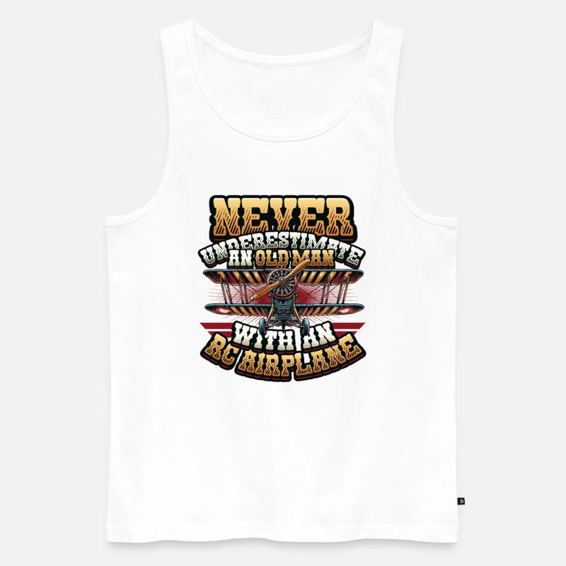 Alter Mann Mit Modellflugzeug - Männer Premium Bio Tank Top - Weiß