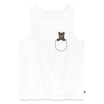 Sac de chemise ours poitrine poche cadeau ours poitrine - Débardeur bio Premium Homme - blanc - Devant - Michal (187cm)