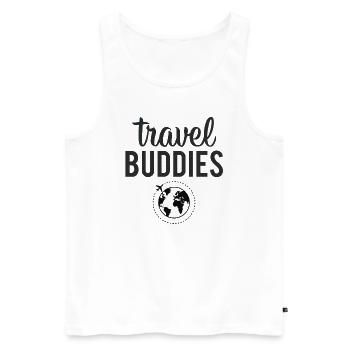 Travel Buddies - Männer Premium Bio Tank Top - Weiß - Vorne - AI Model Male 178 light (178cm)