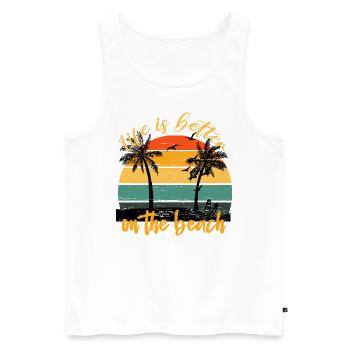 Life is better on the beach vintage sunset - Men's Premium Organic Tank Top - white - Front - Michal (187cm)
