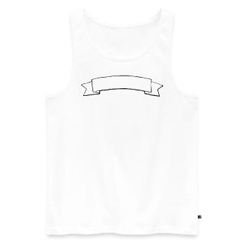 Bannière décorative, Titre/En-tête du cadre de texte - Débardeur bio Premium Homme - blanc - Devant - AI Model Male 178 light (178cm)