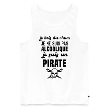 Je ne suis pas alcoolique je suis un pirate - Débardeur bio Premium Homme - blanc - Devant - Michal (187cm)