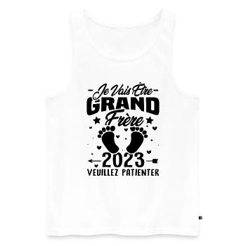 Je Vais Être Grand Frère en 2023 - Débardeur bio Premium Homme - blanc - Devant - Michal (187cm)