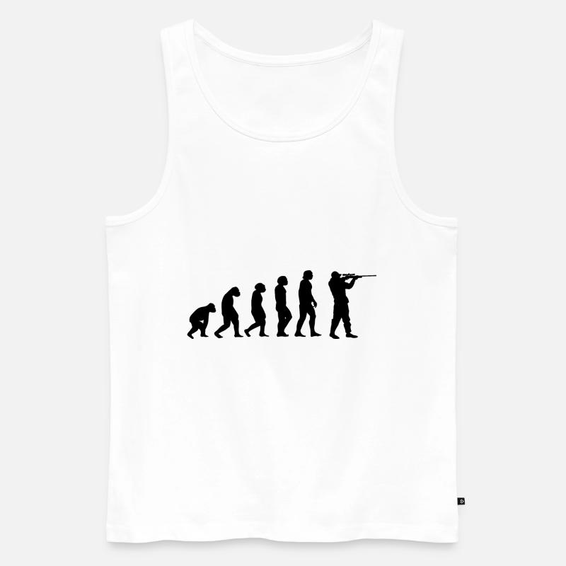 Evolution and Hunting - - Men's Premium Organic Tank Top - white
