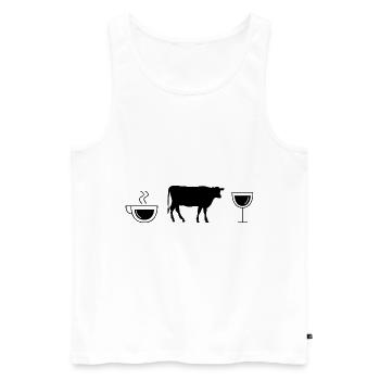 Coffee wine and cow - - Men's Premium Organic Tank Top - white - Front - AI Model Male 178 light (178cm)