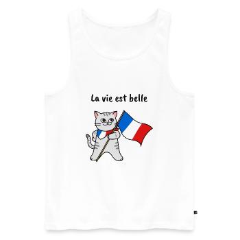 Frankreich katze Geschenk lustig urlaub - Männer Premium Bio Tank Top - Weiß - Vorne - AI Model Male 178 light (178cm)