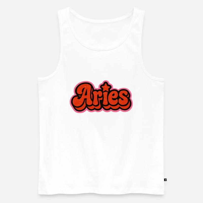 Widder Sternzeichen Retro Stil - Männer Premium Bio Tank Top - Weiß