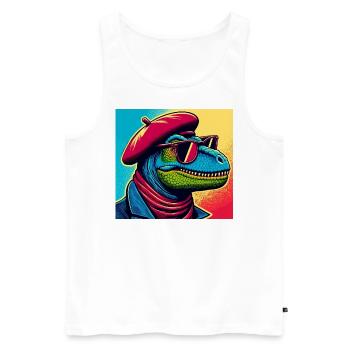 Dino PopArt Portrait - Débardeur bio Premium Homme - blanc - Devant - Michal (187cm)
