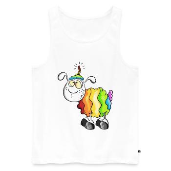 Rainbow Schaf - Männer Premium Bio Tank Top - Weiß - Vorne - Michal (187cm)
