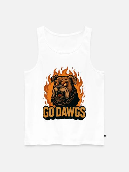Go Dawgs Flames Bulldog - Men's Premium Organic Tank Top - white