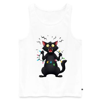 Naughty Evil Cat Fairy Lights Christmas Funny - Men's Premium Organic Tank Top - white - Front - Michal (187cm)