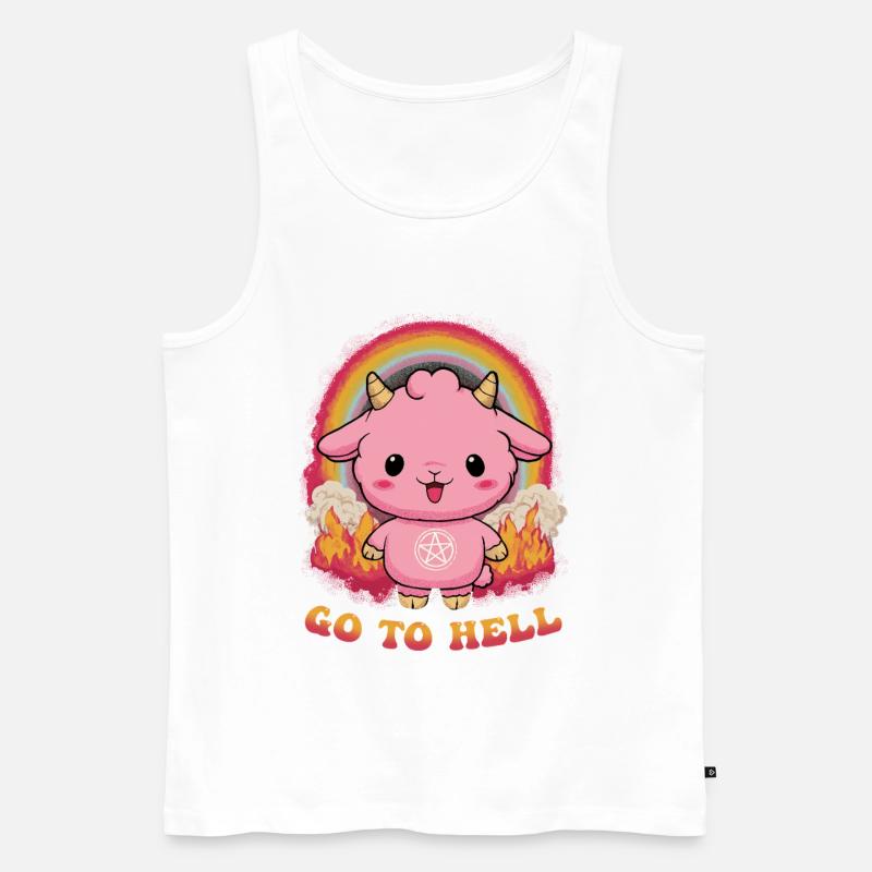 Pinkes Dämonchen mit Regenbogen - Männer Premium Bio Tank Top - Weiß