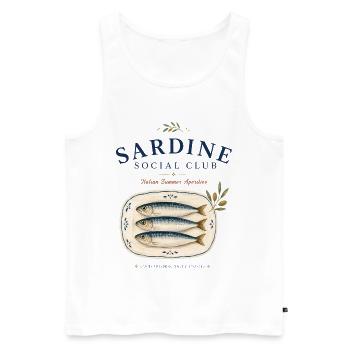 Sardine Social Club Mediterranean Retro - Men's Premium Organic Tank Top - white - Front - Michal (187cm)