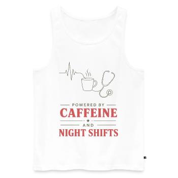 Kaffee und Nachtschicht Motiv - Männer Premium Bio Tank Top - Weiß - Vorne - Michal (187cm)