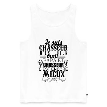 Papa Chasseur Chasse - Débardeur bio Premium Homme - blanc - Devant - Michal (187cm)