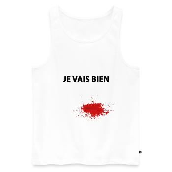 Je vais bien - humour sang fausse blessure - Débardeur bio Premium Homme - blanc - Devant - AI Model Male 178 light (178cm)