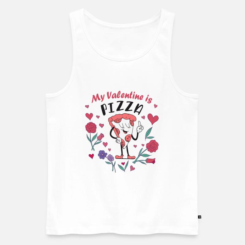 Mein Valentin ist Pizza - Männer Premium Bio Tank Top - Weiß