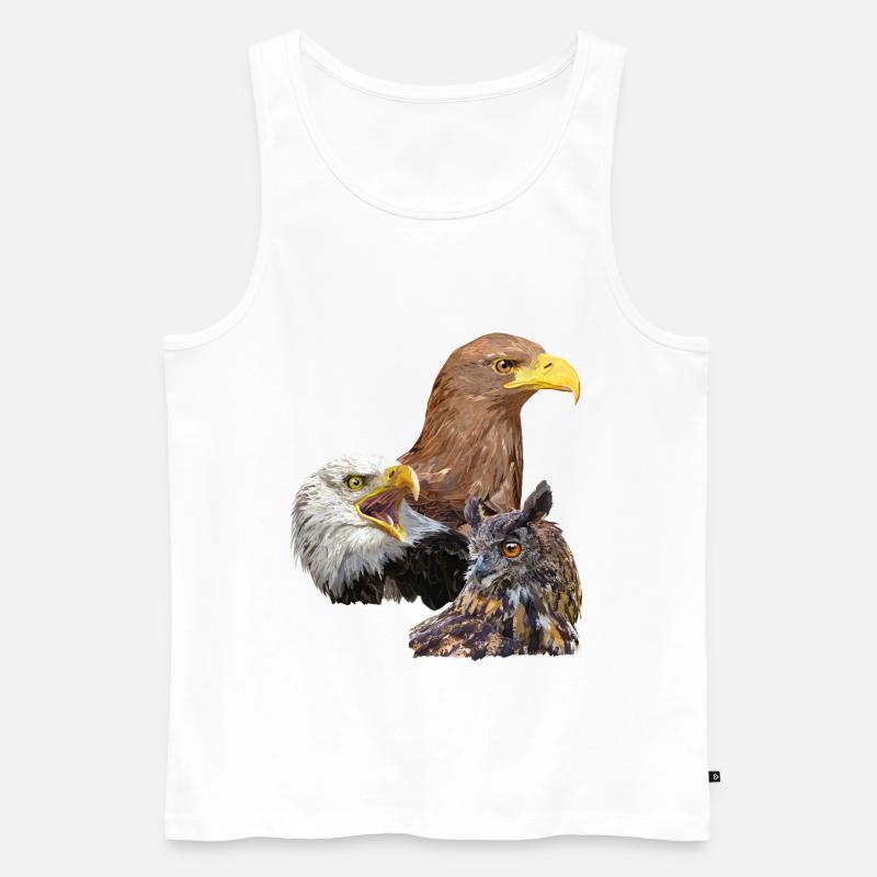 Pigargos und Eule - Männer Premium Bio Tank Top - Weiß