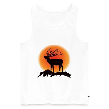 Cerf Rennais Silhouette Coucher de soleil - Débardeur bio Premium Homme - blanc - Devant - AI Model Male 178 light (178cm)