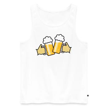 Maßkrüge Stoßen An Mit Hand! (Bier / Bierkrüge 3C) - Männer Premium Bio Tank Top - Weiß - Vorne - AI Model Male 178 light (178cm)