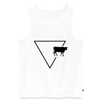 Triangle 1 et vache - - Débardeur bio Premium Homme - blanc - Devant - Michal (187cm)