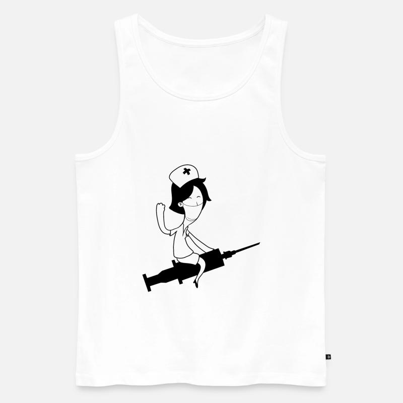 Krankenschwester Comic Design Spritze - Männer Premium Bio Tank Top - Weiß