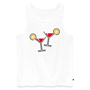 2 Cocktail Glasses / Martini / Cheers + (Red) - Men's Premium Organic Tank Top - white - Front - AI Model Male 178 light (178cm)