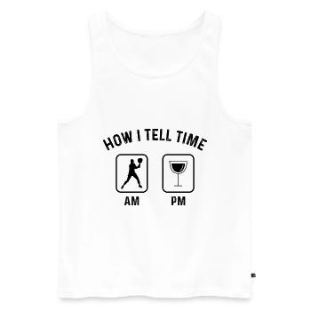 Wie sage ich Zeit am PM - - Männer Premium Bio Tank Top - Weiß - Vorne - AI Model Male 178 light (178cm)