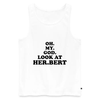 oh mon dieu regarde Herbert - Débardeur bio Premium Homme - blanc - Devant - AI Model Male 178 light (178cm)