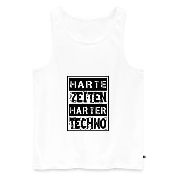 Harte Zeiten Harter Techno - Männer Premium Bio Tank Top - Weiß - Vorne - Michal (187cm)