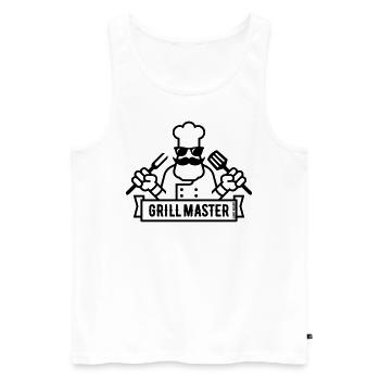 Grill Master (Grillen / Barbecue / BBQ / 1C) - Männer Premium Bio Tank Top - Weiß - Vorne - AI Model Male 178 light (178cm)
