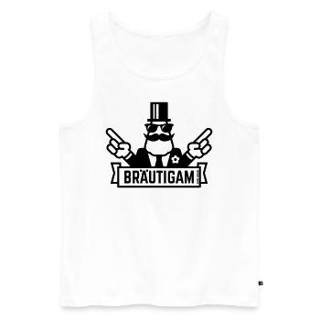 Bräutigam Handzeichen (Polterabend / JGA / 1C) - Männer Premium Bio Tank Top - Weiß - Vorne - Michal (187cm)