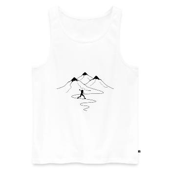 Courbes des sentiers de montagne et tennis - - Débardeur bio Premium Homme - blanc - Devant - Michal (187cm)