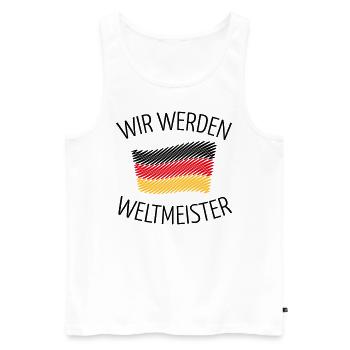 Wir Werden Weltmeister (Deutschlandflagge Skizze) - Männer Premium Bio Tank Top - Weiß - Vorne - Michal (187cm)
