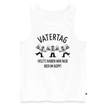 Vatertag – Bier Im Kopf (Karikatur / Tanz / 1C) - Männer Premium Bio Tank Top - Weiß - Vorne - Michal (187cm)
