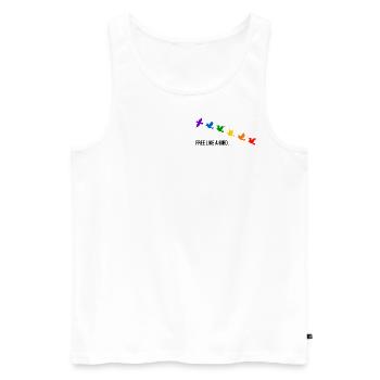 Free like a bird, in Regenbogenfarben - Männer Premium Bio Tank Top - Weiß - Vorne - AI Model Male 178 light (178cm)
