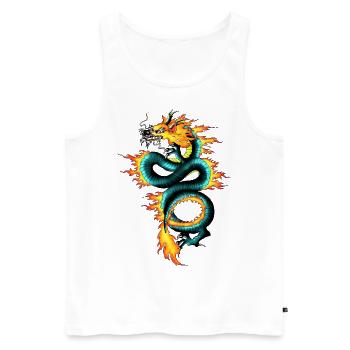 Dragon - Long - Men's Premium Organic Tank Top - white - Front - Michal (187cm)