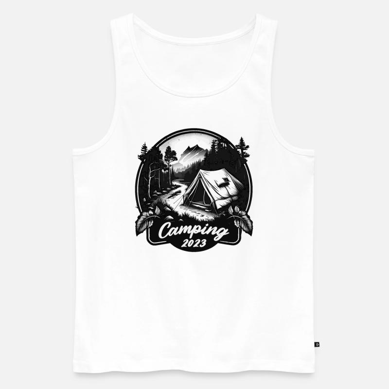 Camping tour 2023 - Patch design - Männer Premium Bio Tank Top - Weiß