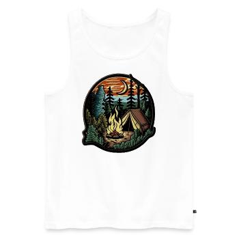 Camping - Patch design - Männer Premium Bio Tank Top - Weiß - Vorne - AI Model Male 178 light (178cm)
