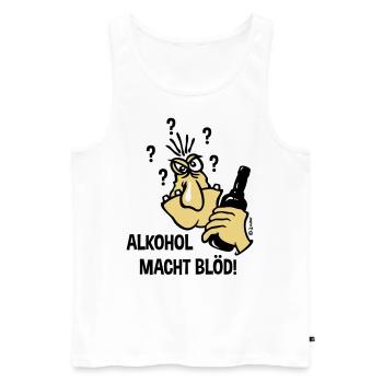 Alkohol Macht Blöd! (Karikatur / 3C) - Männer Premium Bio Tank Top - Weiß - Vorne - Michal (187cm)