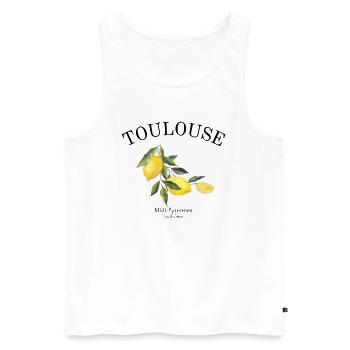 Toulouse - Frankreich - Souvenir - Reise - Männer Premium Bio Tank Top - Weiß - Vorne - Michal (187cm)