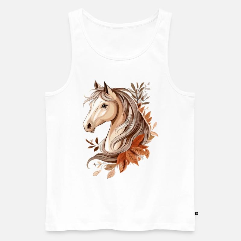 Pferd Herbst - Männer Premium Bio Tank Top - Weiß