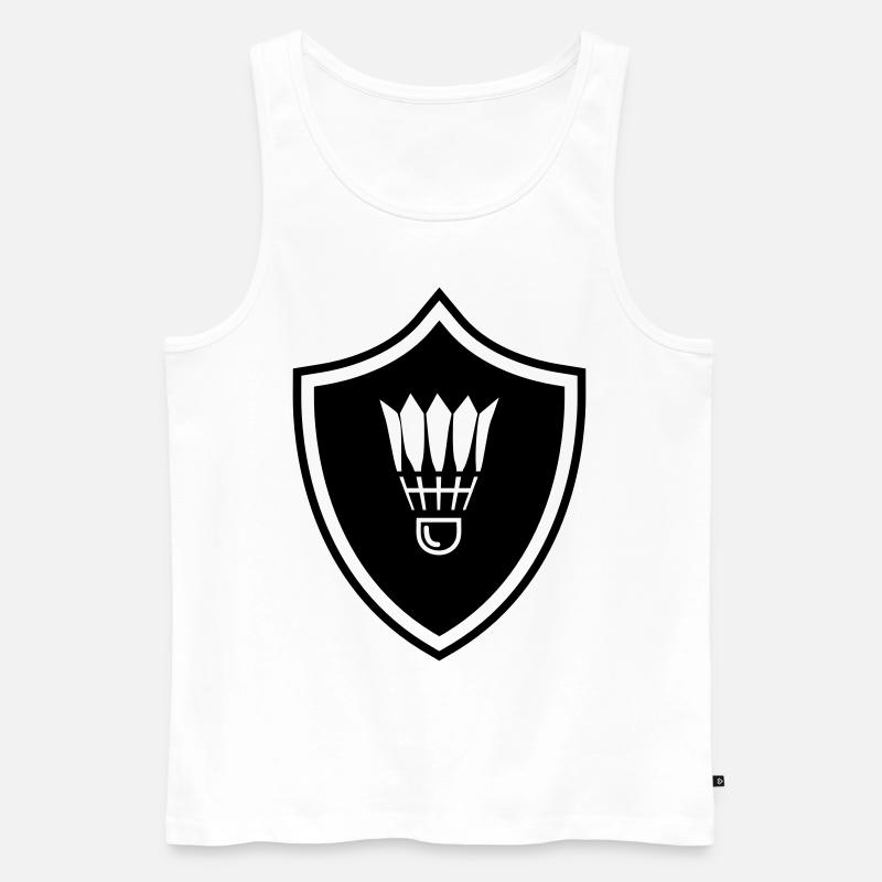 Badminton Wappen - Männer Premium Bio Tank Top - Weiß