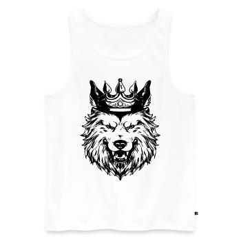 Roi tête de couronne de loup - Débardeur bio Premium Homme - blanc - Devant - Michal (187cm)