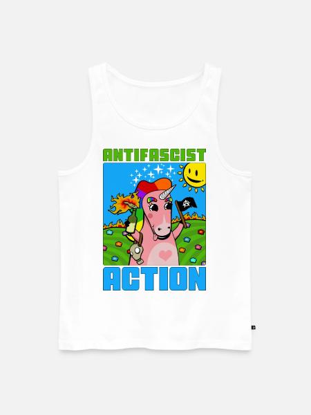 Antifascist Action (Unicorn) - Männer Premium Bio Tank Top - Weiß