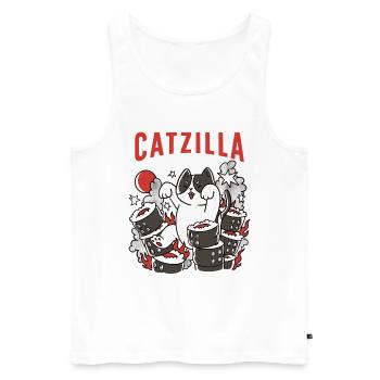 Catzilla Chat Mignon Humour Japon Sushi - Débardeur bio Premium Homme - blanc - Devant - AI Model Male 178 light (178cm)