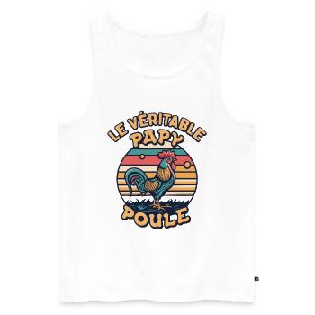 Papy Poule Humour Cadeau Fête Des Grands Pères - Débardeur bio Premium Homme - blanc - Devant - AI Model Male 178 light (178cm)